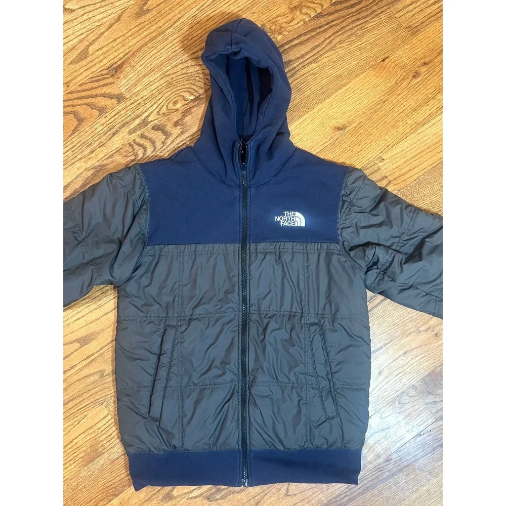 The North Face Mens Hybrid‎ Full Zip Hoodie Navy Blue Olive Green Quilted Jacket